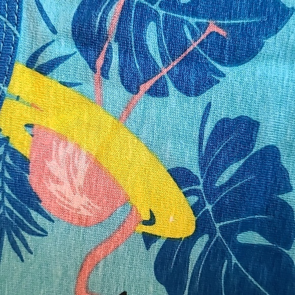 HOLLYWOOD BRAND BLUE WOMENS TANK TOP WITH FLAMINGOS SIZE MEDIUM - Picture 5 of 13